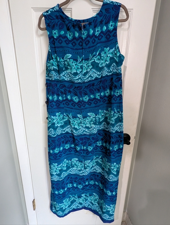 Vintage 90's Sleeveless Blue Floral Maxi Dress - Picture 6 of 7